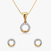 Twinkle Rounds Diamond Pendant and Earrings Set for Kids