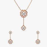 Blush Bloom Diamond Pendant and Earrings Set