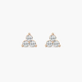 Round Diamond Triangular Stud Earrings