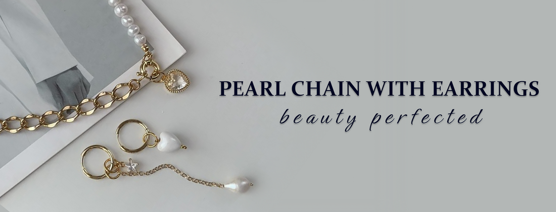 Pearl chain with Earrings
