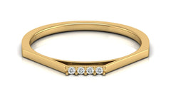 Sleek Gold V-Shape Ring with Diamond Accents