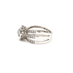 Majestic Triple Band Halo Diamond Ring in White Gold