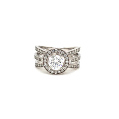 Majestic Triple Band Halo Diamond Ring in White Gold