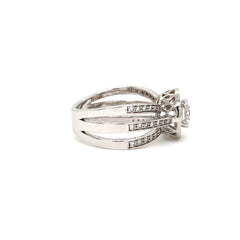 Majestic Triple Band Halo Diamond Ring in White Gold