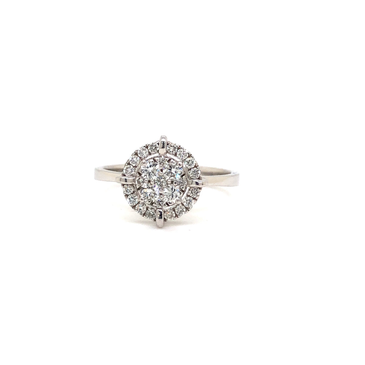 Classic Round Diamond Ring In White Gold