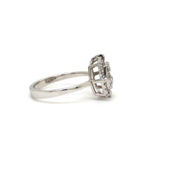 Cushion Crown Cluster Diamond Ring in White Gold