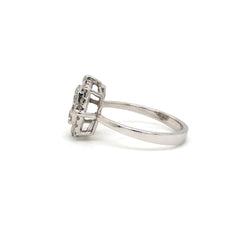 Cushion Crown Cluster Diamond Ring in White Gold
