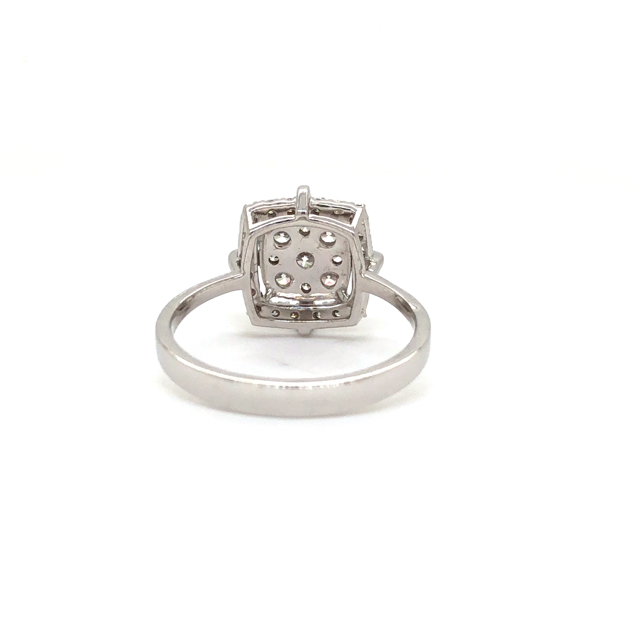 Cushion Crown Cluster Diamond Ring in White Gold