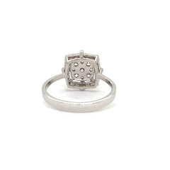Cushion Crown Cluster Diamond Ring in White Gold