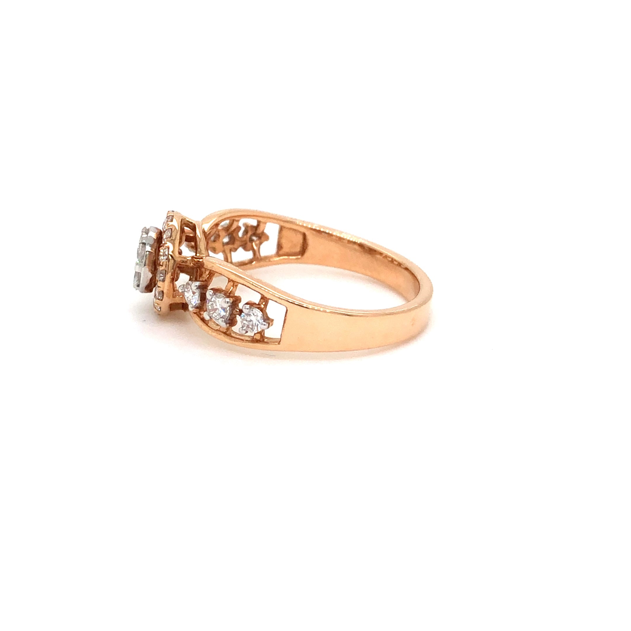 Royal Blossom Halo Diamond Ring in Rose Gold
