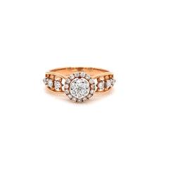 Royal Blossom Halo Diamond Ring in Rose Gold