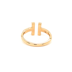 Twin T-Bar Diamond Open Ring in Yellow Gold
