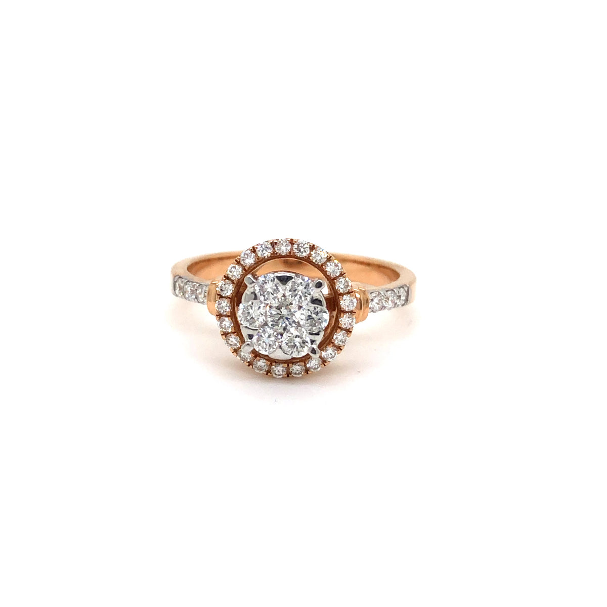 Floral Embrace Double Diamond Ring in Rose Gold