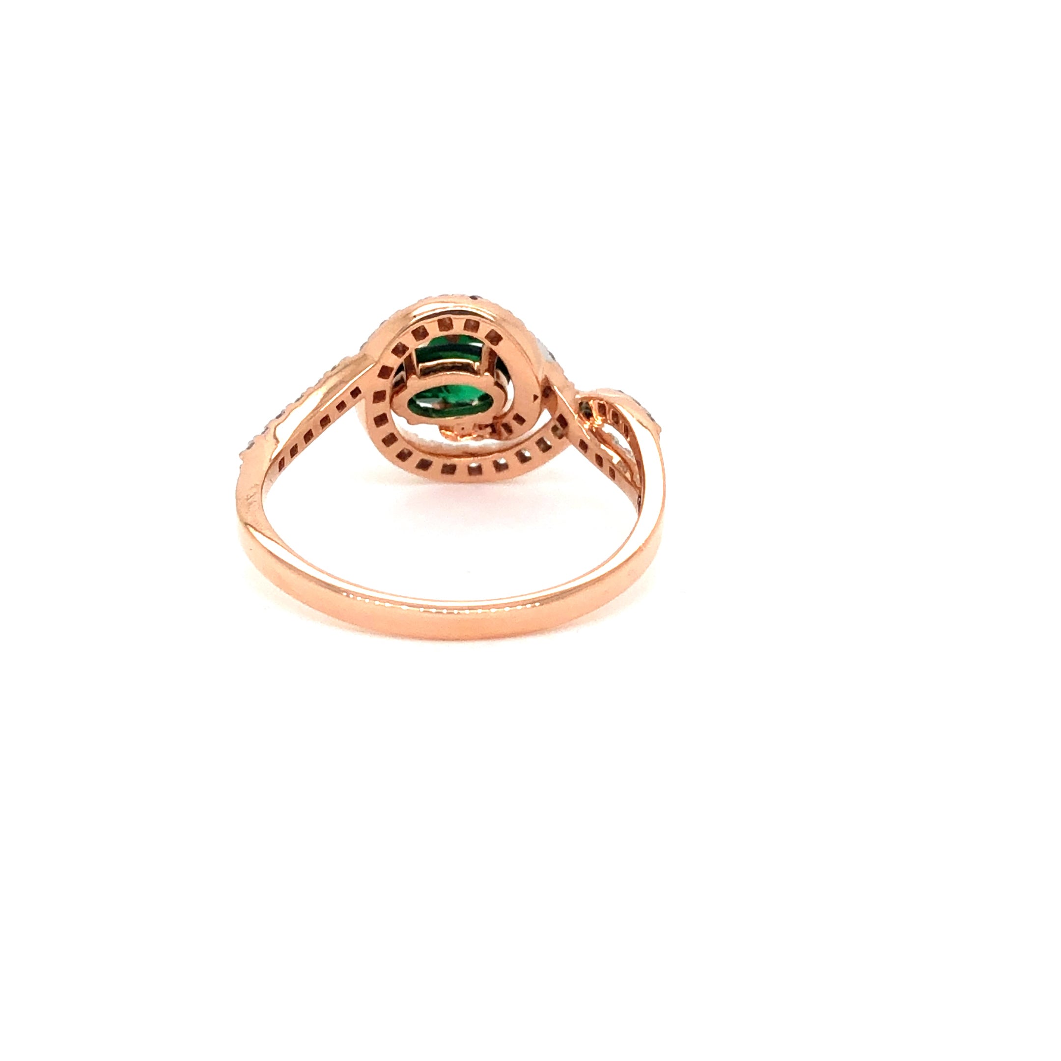Emerald Spiral Twin Gemstone Diamond Ring
