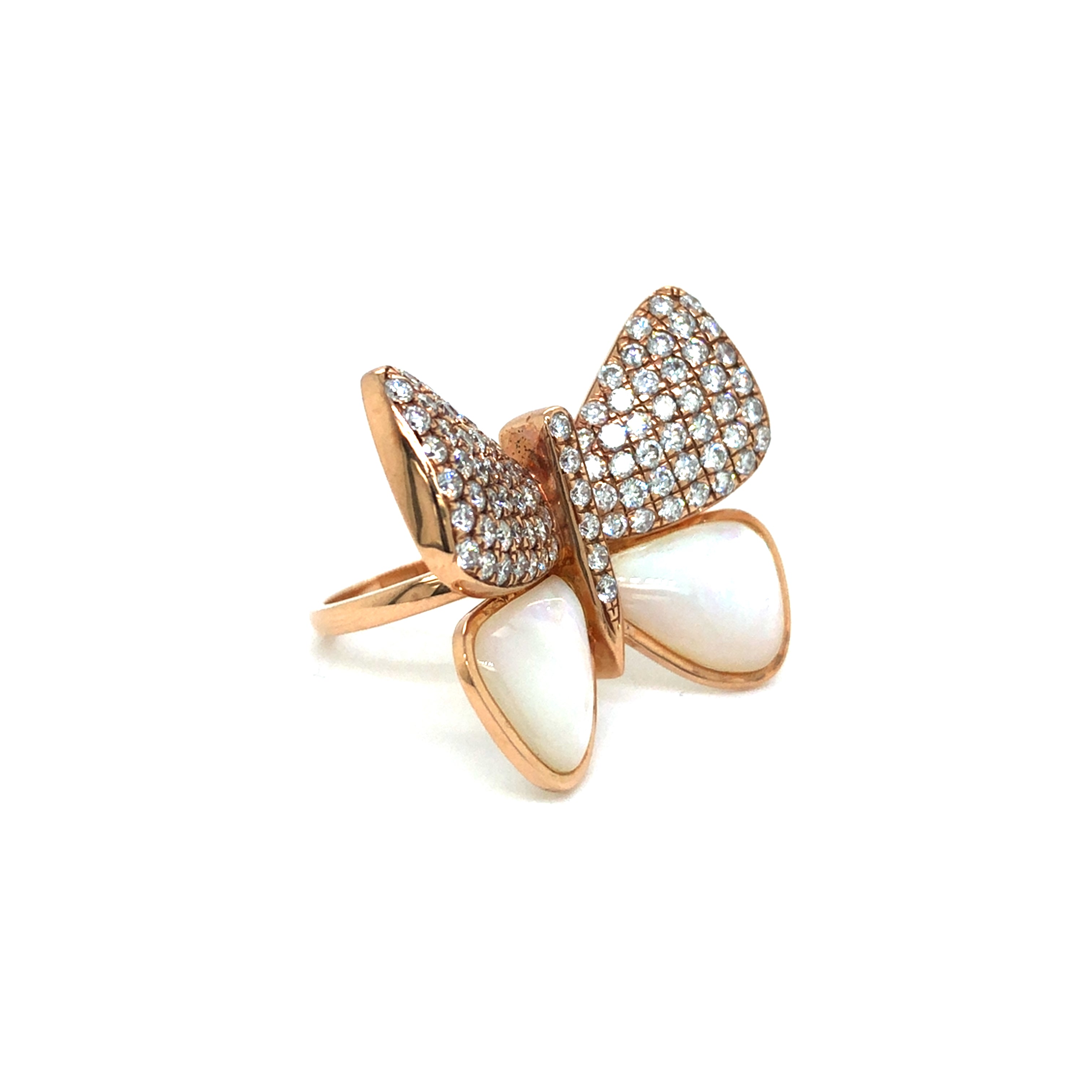 Butterfly Grace Diamond Ring in Rose Gold