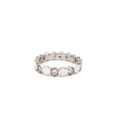 HexaGlow Diamond Band Ring in White Gold Finish