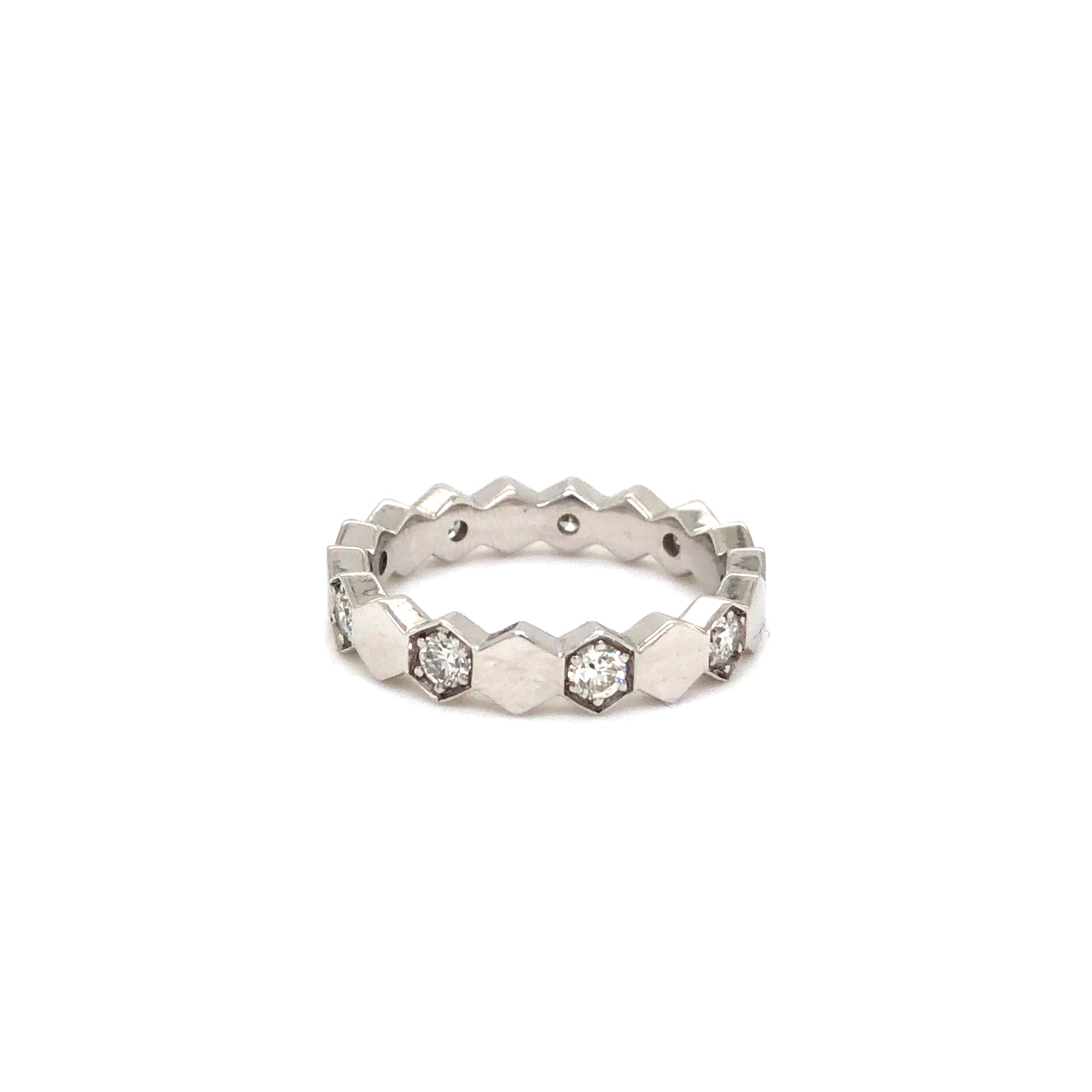 HexaGlow Diamond Band Ring in White Gold Finish