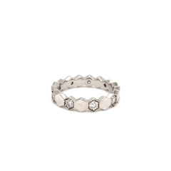 HexaGlow Diamond Band Ring in White Gold Finish
