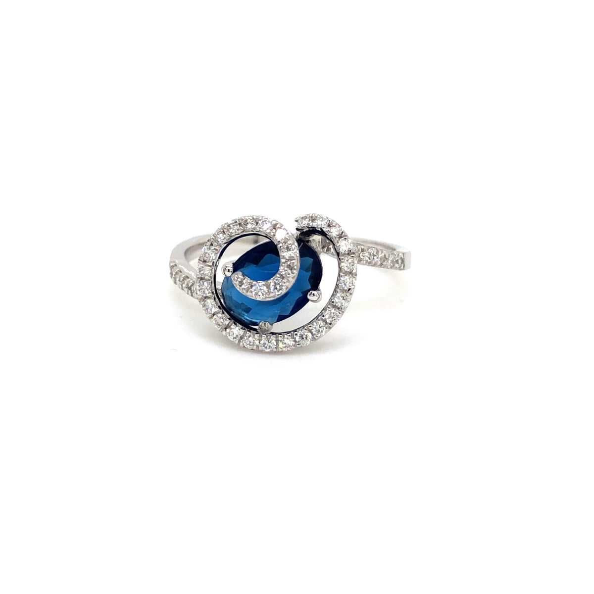 Ocean Swirl Blue Gemstone Diamond Ring