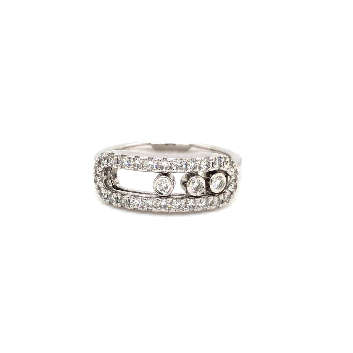 Trinity Shine Diamond Ring in White Gold Finish