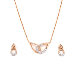 "Rose Gold Infinity Leaf Chain With Earrings