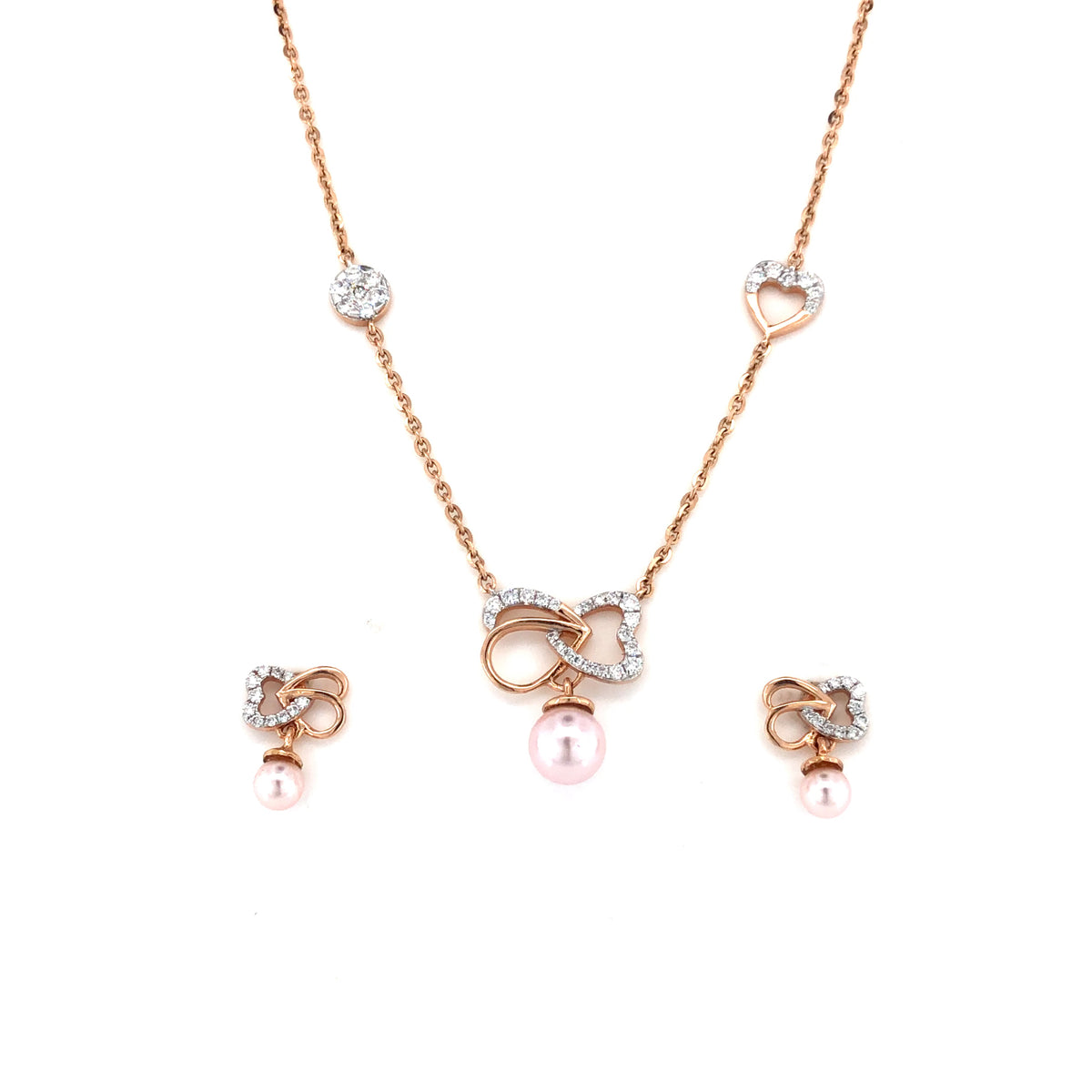 Rosé Romance Pearl Chain With Earrings
