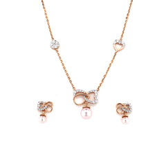 Rosé Romance Pearl Chain With Earrings