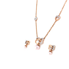 Rosé Romance Pearl Chain With Earrings