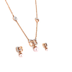 Rosé Romance Pearl Chain With Earrings