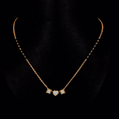 Rose Gold Triple Charm Heart Lab Grown Diamond Mangalsutra