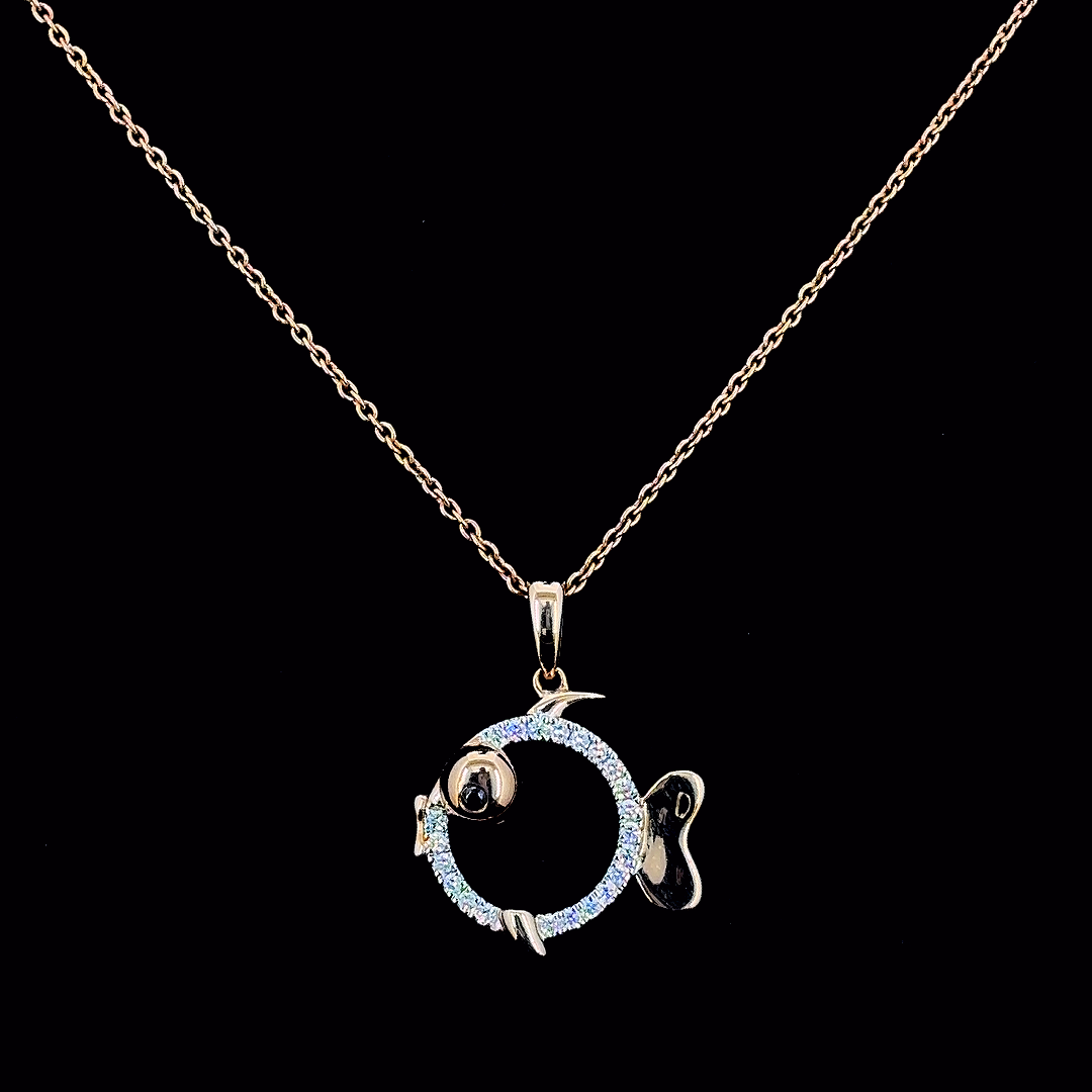Rose Gold Lab Grown Diamond Fish Pendant Necklace