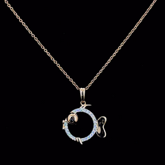 Rose Gold Lab Grown Diamond Fish Pendant Necklace