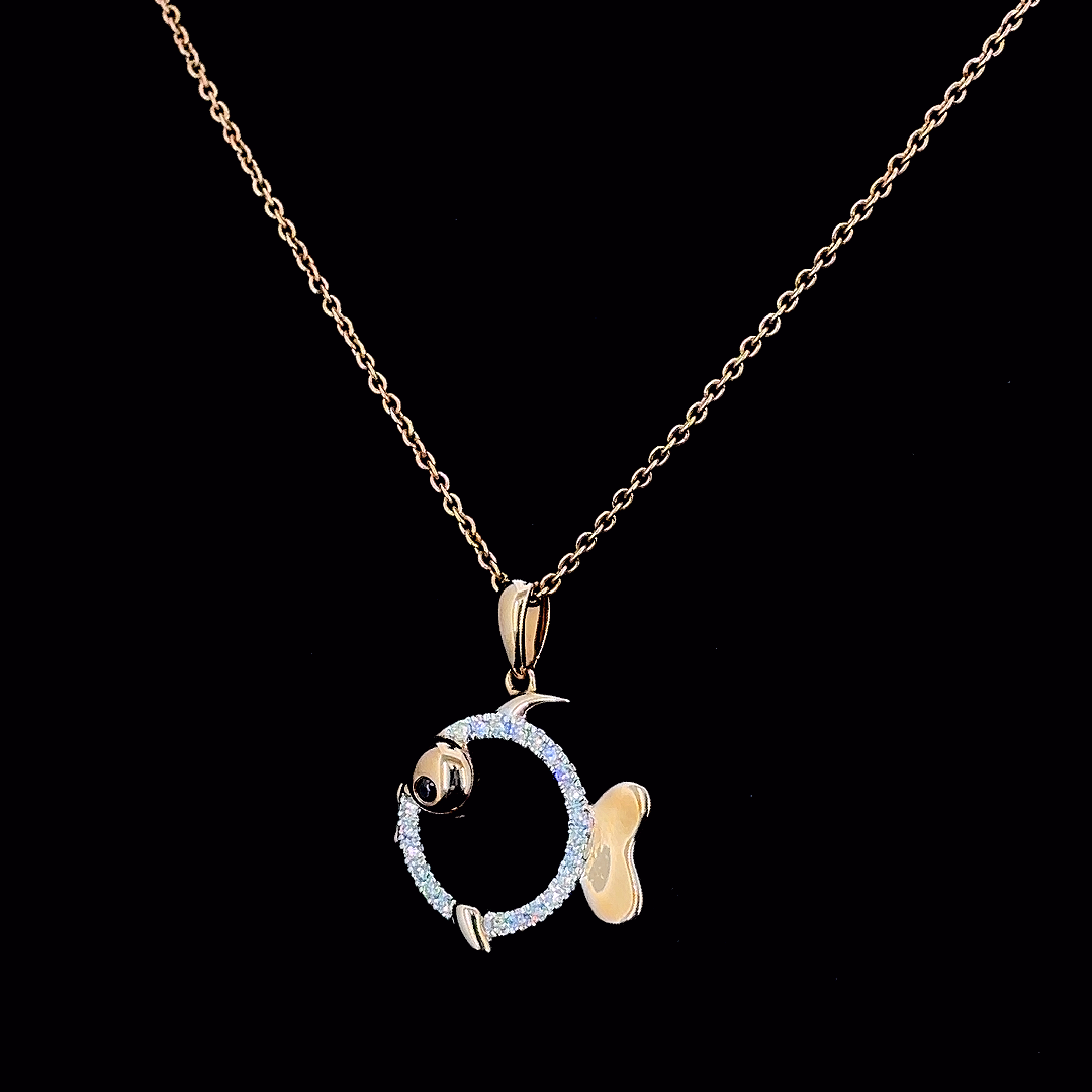 Rose Gold Lab Grown Diamond Fish Pendant Necklace