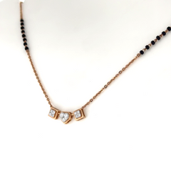 Rose Gold Triple Charm Heart Lab Grown Diamond Mangalsutra
