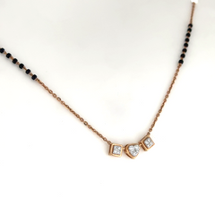 Rose Gold Triple Charm Heart Lab Grown Diamond Mangalsutra