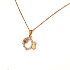 Rose Gold Lab Grown Diamond Fish Pendant Necklace