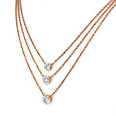 Triple Layer Bezel Set Solitaire Lab Grown Diamond Necklace