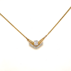 Yellow Gold Lab Grown Diamond V Chevron Pendant Necklace