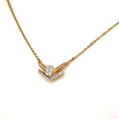 Yellow Gold Lab Grown Diamond V Chevron Pendant Necklace