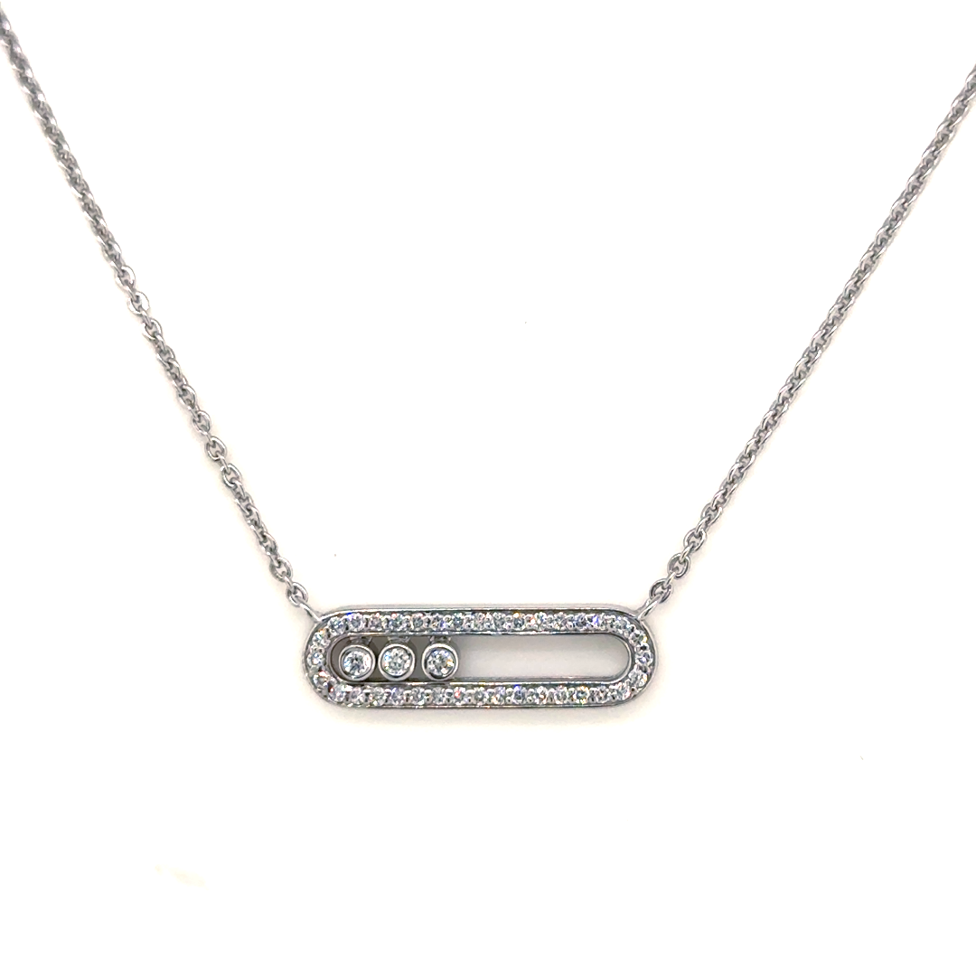 White Gold Lab Grown Diamond Bar Pendant Necklace