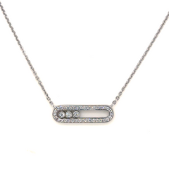 White Gold Lab Grown Diamond Bar Pendant Necklace