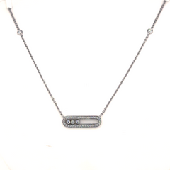 White Gold Lab Grown Diamond Bar Pendant Necklace