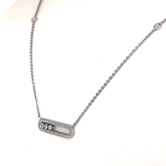 White Gold Lab Grown Diamond Bar Pendant Necklace