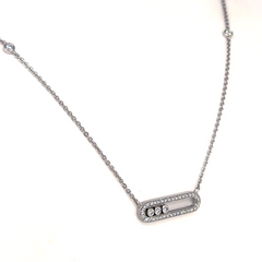 White Gold Lab Grown Diamond Bar Pendant Necklace