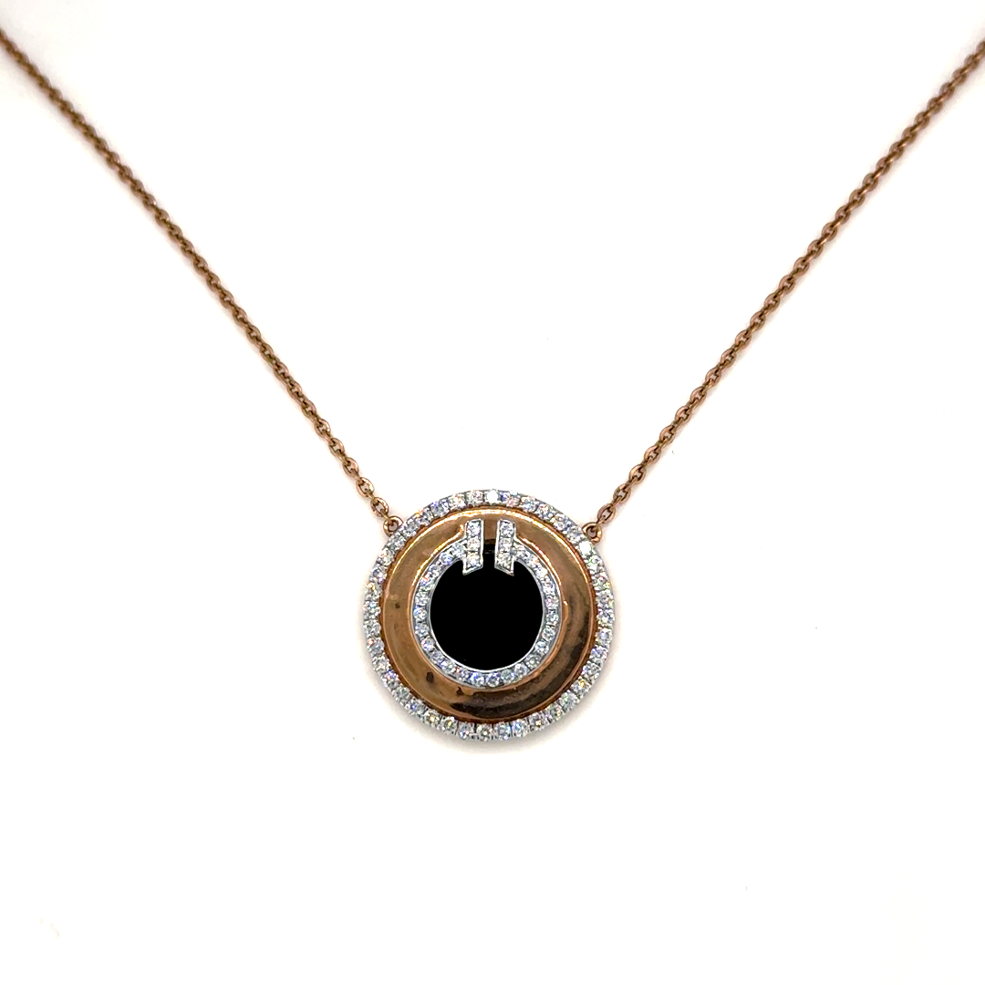 Rose Gold Lab Grown Power Circle Pendant Necklace