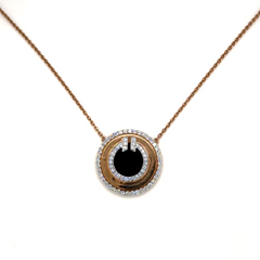 Rose Gold Lab Grown Power Circle Pendant Necklace