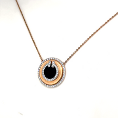 Rose Gold Lab Grown Power Circle Pendant Necklace