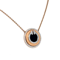 Rose Gold Lab Grown Power Circle Pendant Necklace
