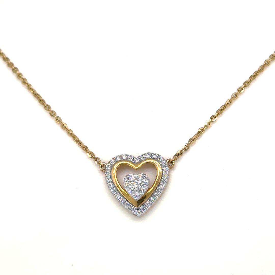 Gold Lab Grown Diamond Double Heart Pendant Necklace