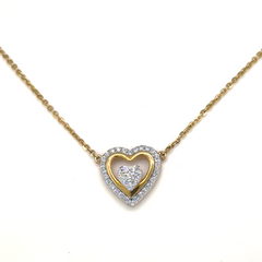 Gold Lab Grown Diamond Double Heart Pendant Necklace